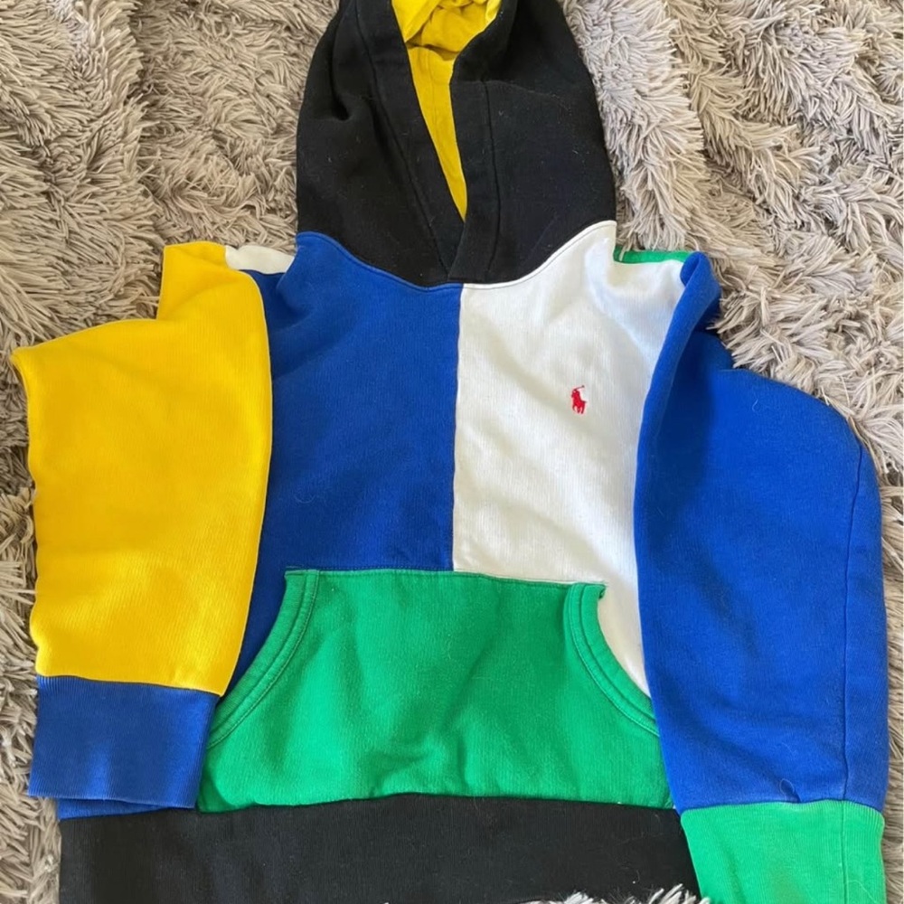 Polo Ralph Lauren Kids Color Block Hoodie - Blue, Green, Yellow, Black, White